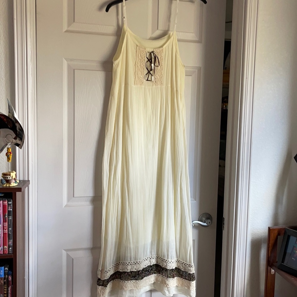 Hobo style maxi dress with spaghetti straps